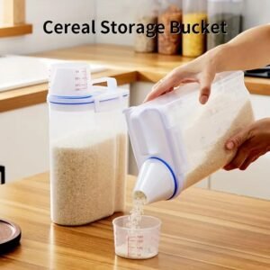Container, 2kg Storage Container, Rice Storage Container, Dog Food, Cereal Containers, Storage Containers,  with Measuring Cup for Dry Food, Cereal and Flour