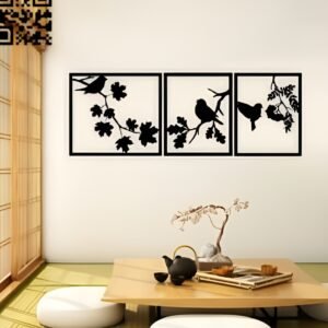 3 Frames Tree Birds wall Decoration