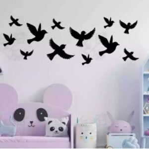 Birds  wooden Stickers Wall Decoration. 12 pieces