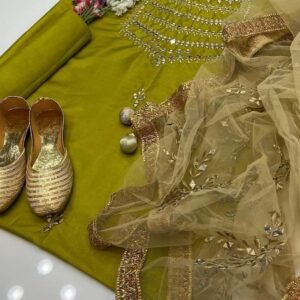 4 Piece Unstitched Suit – Dhani (with Khussa)