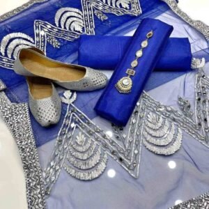 4 Piece Unstitched Suite – Royal Blue (with Khussa)