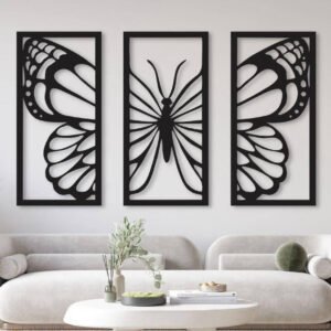 3 Frames Set Butterfly Wooden Wall Decoration
