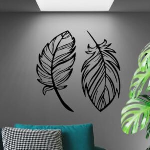 Bird Feather 2 pcs Set Wooden Wall Decoration.