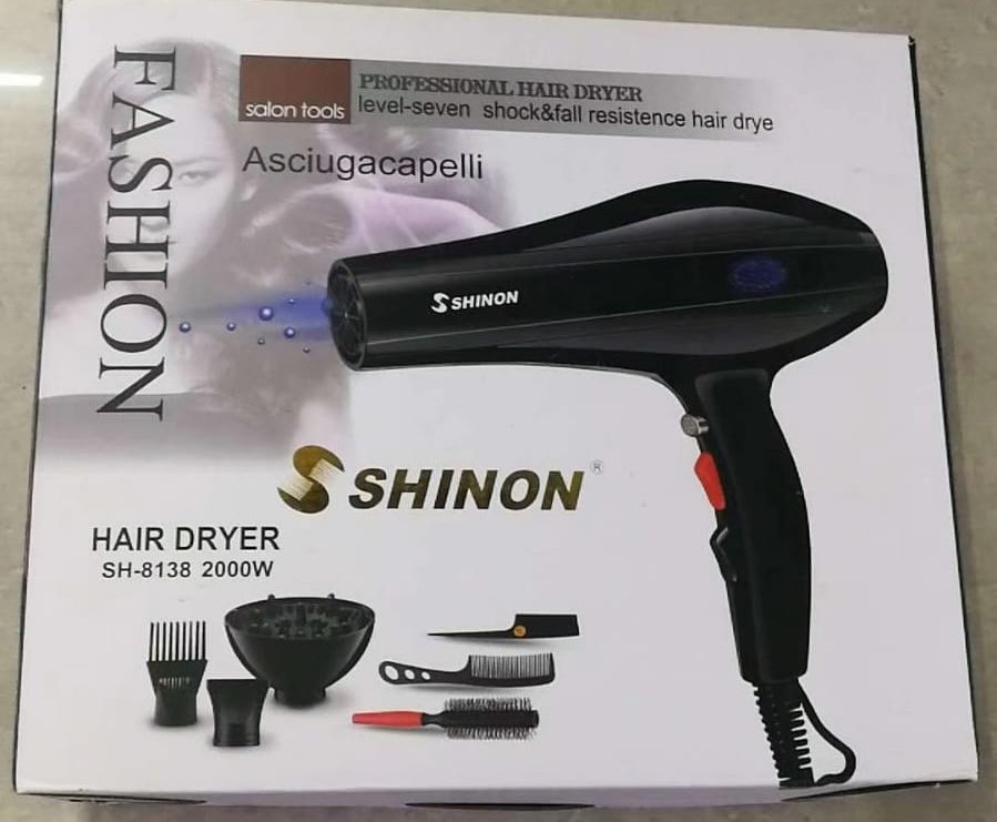 (black )Shinon Hair Dryers Salon Home Used Professional Blow Hair Dryer With complete accessories - Image 3