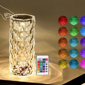 Rechargeable Rose Diamond Table Lamp with Wireless Remote 16RGB Colours USB Charging Touch Lamp (Box Packing)