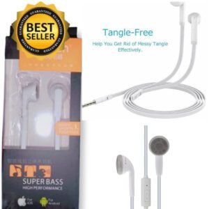 Flat Wired Tangle Free Hands free - Suicen Branded Music & Sports Together - High Quality Sound with Impressive Look - (White)