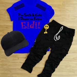 Pack Of 3 Disserve Extra Eidi Royal Blue Trakcsuite For Kid Shirt Trouser Cap