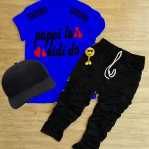 Pack Of 3 Pappi Lo Eidi Do Royal Blue Trakcsuite For Kid Shirt Trouser Cap