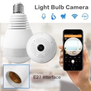 Ip Wireless Panoramic Light Bulb Camera 1080p Hd 2mp With V380 Pro App