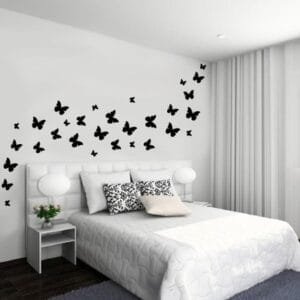 Pack of 30 Sticker Butterflies | Matte Black Vinyl (Random Sizes)