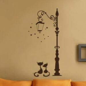 Cats Under The Street Light Wall Stickers