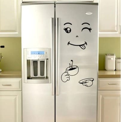 4 Different Funny Fridge Stickers Eating Drinking Smiley Face Wall Stickers For Dining Room Home Decoration Diy Vinyl Art Wall Decal Refrigerator Sticker - Image 2