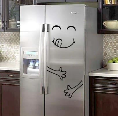 4 Different Funny Fridge Stickers Eating Drinking Smiley Face Wall Stickers For Dining Room Home Decoration Diy Vinyl Art Wall Decal Refrigerator Sticker - Image 3