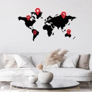World Map Wall Sticker For Wall for kids | 12x24" & 48x96" World Map Wall Stickers For Living Room, Bedroom, Office, Gym, etc Unique Design