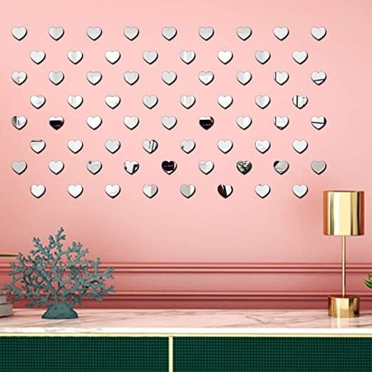 50 Pcs Heart shape Shine Vinyl Wall Stickers Self Adhesive - Image 2