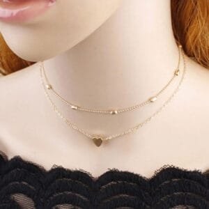Fashion Multi Layer Beads Love Heart Choker Necklace For Girls & Womens