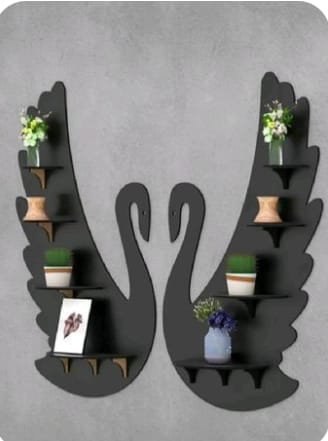 Swan's pair Wooden shelf MDF material 18×16 inch covered area - Image 2