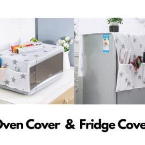 2 Pcs Set Oven Cover and Fridge Cover Kitchen Microwave cover Waterproof Oil Dust Double Pockets Microwave cover Oven Cover and fridge cover