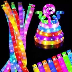 Sensory Toys Led per Tube Fidget Toy Top 21*2.9cm Stress And Anxiety Relief Pipe Kids Learning Tools Bunmo Tubes .. 6 pcs pack
