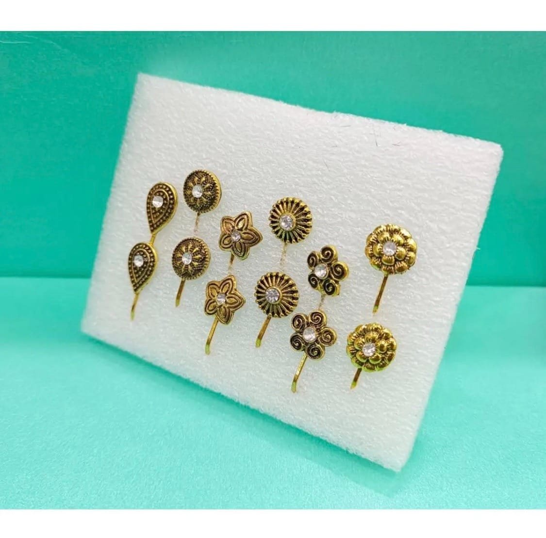 mini nose stud 12 pieces Stone Nose Pin/ Nose Ring For Girls/Women - Image 2