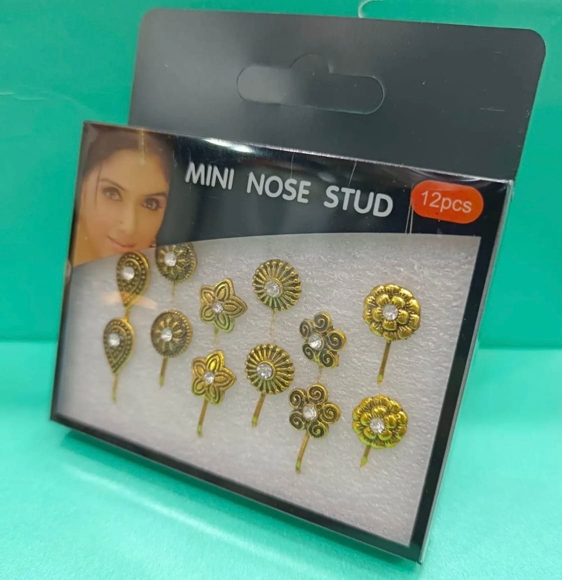mini nose stud 12 pieces Stone Nose Pin/ Nose Ring For Girls/Women - Image 3
