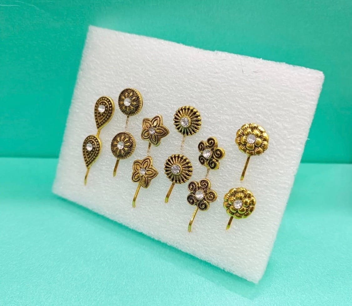 mini nose stud 12 pieces Stone Nose Pin/ Nose Ring For Girls/Women - Image 6