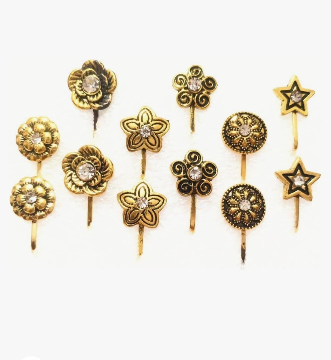 mini nose stud 12 pieces Stone Nose Pin/ Nose Ring For Girls/Women - Image 7