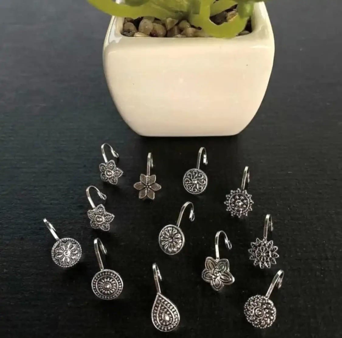 mini nose stud 12 pieces Stone Nose Pin/ Nose Ring For Girls/Women - Image 14