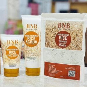 BNB Whitening Rice Organic Glow Kit | Organic Rice Facial Skin Care Kit, Brightening Face Scrub (Without Box)