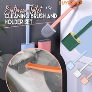 1 Pc Deep-cleaning Toilet Brush And Holder Set For Bathroom, Silicone Toilet Bowl Brush Non-slip Long Plastic Handle, Flat Head Brush Head To Clean Toilet Corner Easily (random Color)