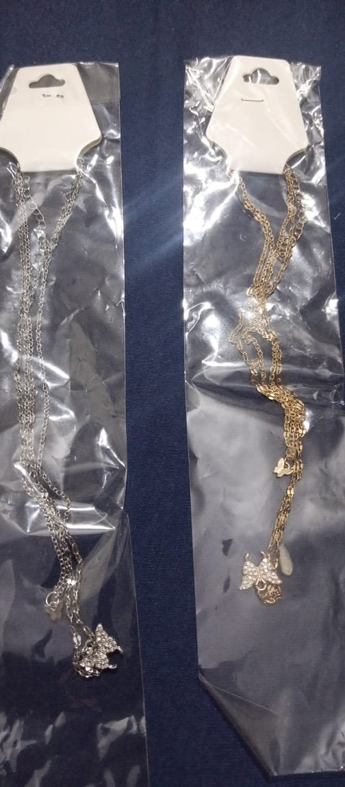 koren double layer pendent smart butterfly with diamonties attach best for young girls and ladies | Women Double Layer Pendant Chain Silver Butterfly Necklace Chain - Image 3