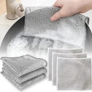 Pack of 4 Dish washing Cleaning cloth | Wire Dish washing Rugs for Wet and Dry, Metal Wire Dish Towels for Kitchen, Dishes