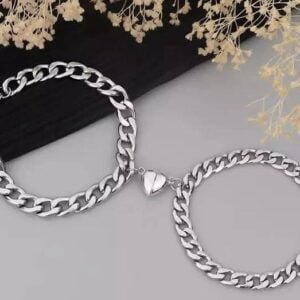 Broken heart magnetic bracelet | 2Pcs/Set Heart Magnetic Couple Bracelets for Lovers- Broken heart Stainless Steel bracelet for couples- Heart magnetic bracelet for girls and boys
