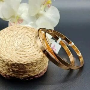 Pack of 2 Pair of bangles , kara plain golden color stainless steel high quality gold plated