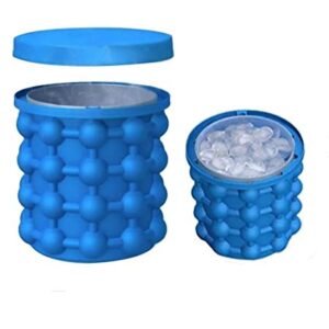 New Magic Ice Cube Maker Genie Silicone - Ice Bucket The Revolutionary Space Saving Ice Cube Maker - Blue