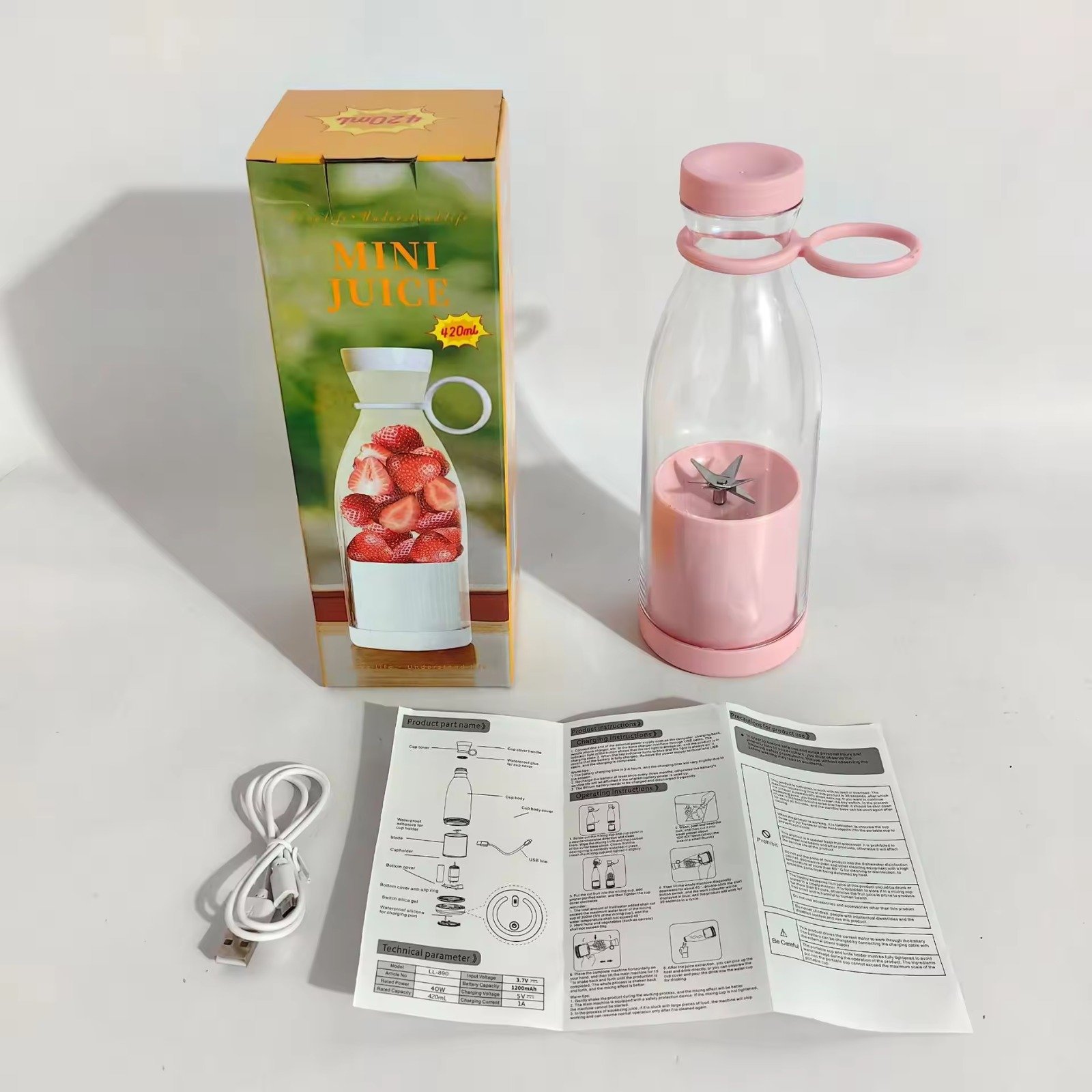 Mini Portable Blender Electric Fruit Juicer Mixers Extractors Multi-function Juice Maker Machine Blender Smoothies Mixer - Each (Random Color)