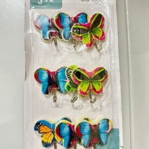 9pcs Adhesive Wall Stick Hook In Butterfly Style (multi color )