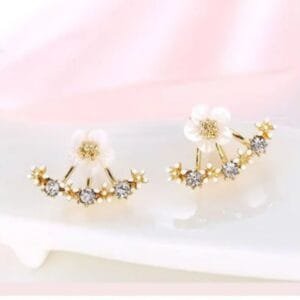Daisy Back Hanging Stud Earrings | Flower Earrings Earrings Fresh Earrings Girls Earrings Jewelry For Women