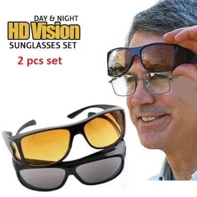 2 Pieces in one box HD Day & Night Vision Wrap Around Glasses | NIGHT VISION GLASSES FOR MEN | Car Anti-Glare Goggles Sunglasses Man Motorcycle Driving Glasses - Image 4