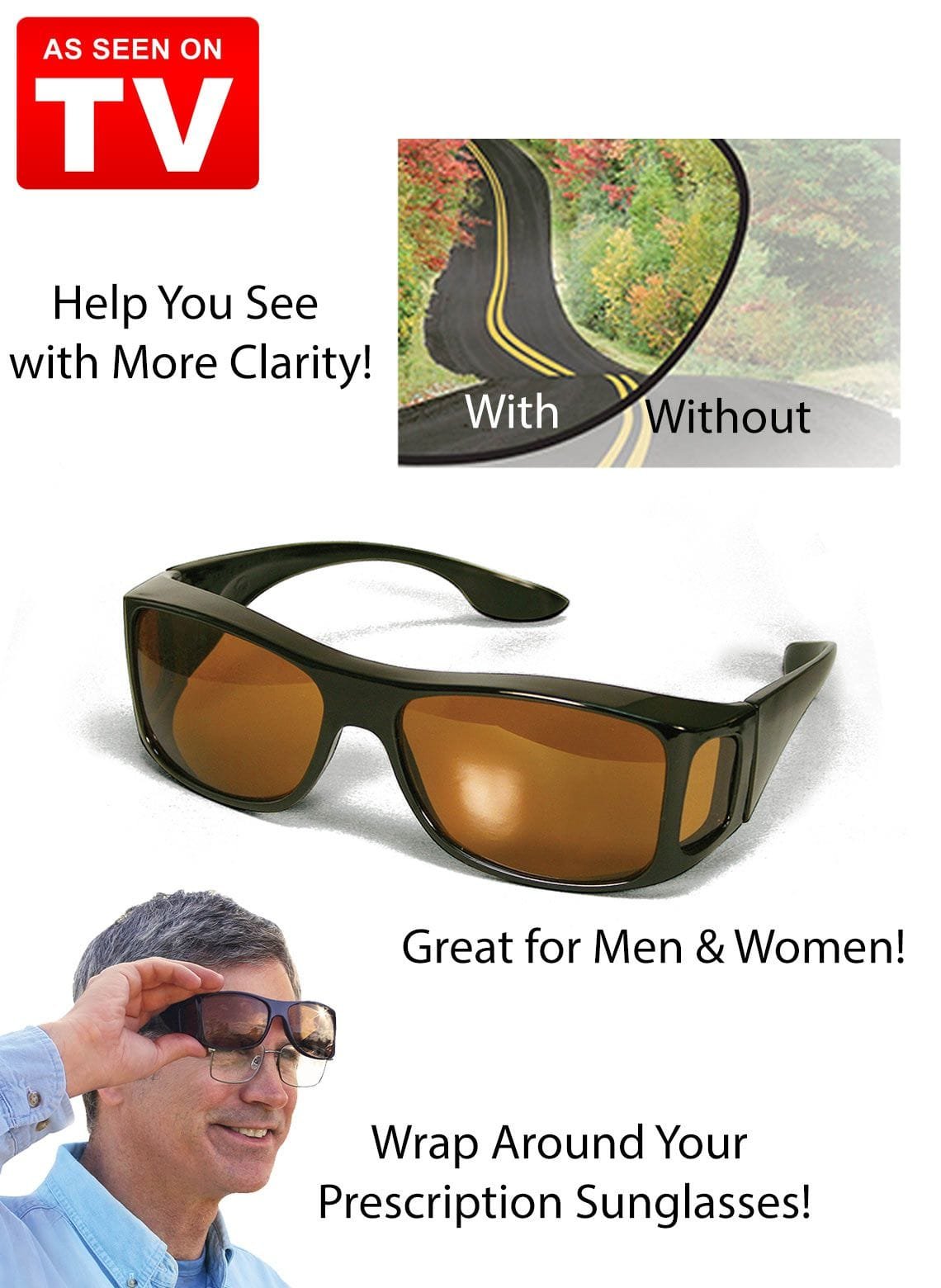 2 Pieces in one box HD Day & Night Vision Wrap Around Glasses | NIGHT VISION GLASSES FOR MEN | Car Anti-Glare Goggles Sunglasses Man Motorcycle Driving Glasses - Image 8