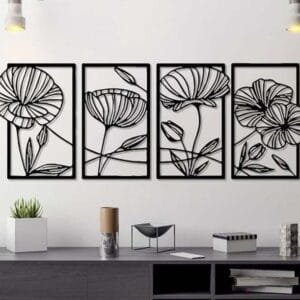 4 pec set  Flowers  Wall decorations stickers  MDF material