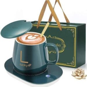 Electric Heated Coffee Mug with Temperature Controlled Pad | Heating Coaster for Home Office Milk Tea Water Heating Mat Smart Thermostatic Warmer Pad