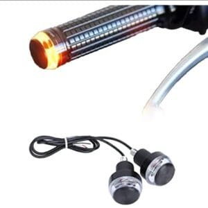 Dual Color Turn Signal Indicator Motor Cycle Handle Grip Bar Blinker Side Marker Lamp Motorcycle Decoration Handlebar End Light (2 Pcs) ( Yellow color)