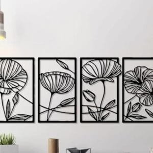 4 pec set  beautiful floral artwork Flowers  Wall decorations  MDF material