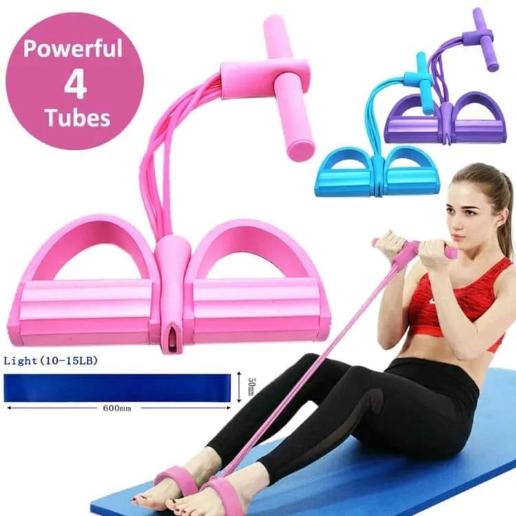 Foot Pedal Resistance Band Elastic Sit-Up Pull Rope Yoga Fitness Gym - Elastic Pull Ropes Tummy Trimmer (Random Colors) - Image 2