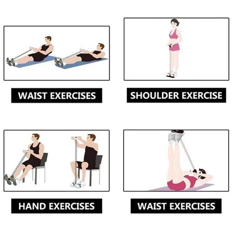 Foot Pedal Resistance Band Elastic Sit-Up Pull Rope Yoga Fitness Gym - Elastic Pull Ropes Tummy Trimmer (Random Colors) - Image 4