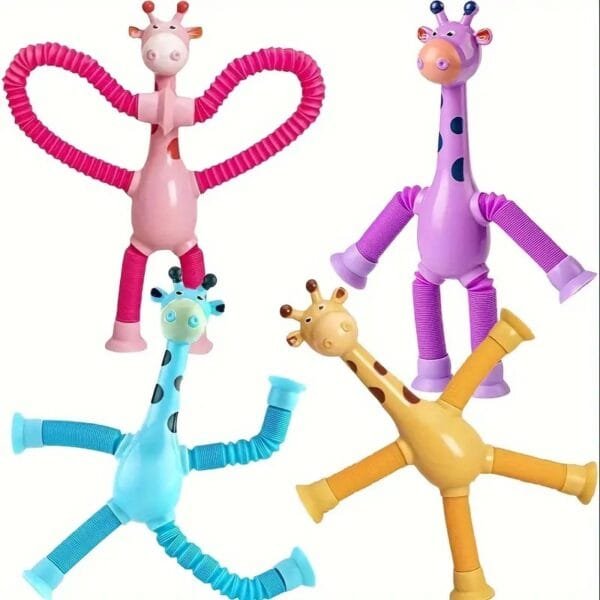 1 Pcs of Giraffe Pop Tube Sensory Fidget Toy | Animal Pop Tubes Cartoon Giraffe Suction Cup Toys Kids | Stress Relief Squeeze Toys - Image 6
