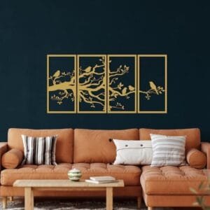 Birds Tree 4 Panels Acrylic Wall Art