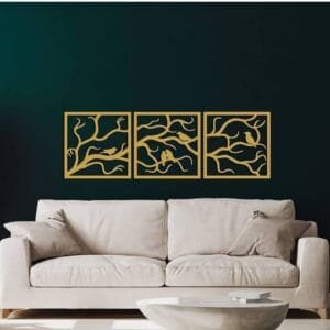Tree art Wall Art, Gold Birds on Branch Wall Decor, Interior and Outdoor Decoration,