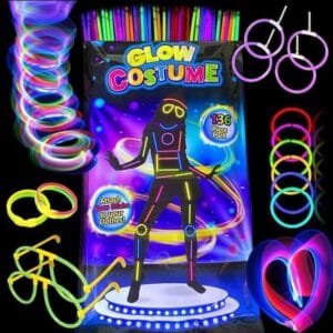 Glow Costume in the Dark Sticks Connectors | Glow In The Dark Party Bracelets |  Decor Neon Halloween Birthday Party Decorations for boys and girls
